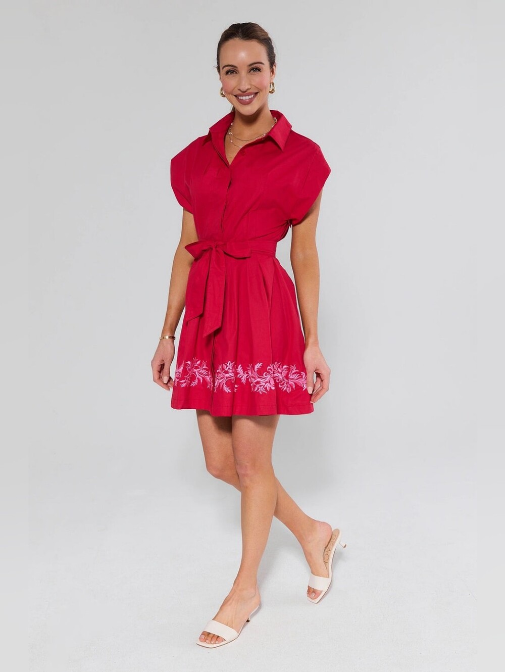 Paloma Red Embroidered Short Dress